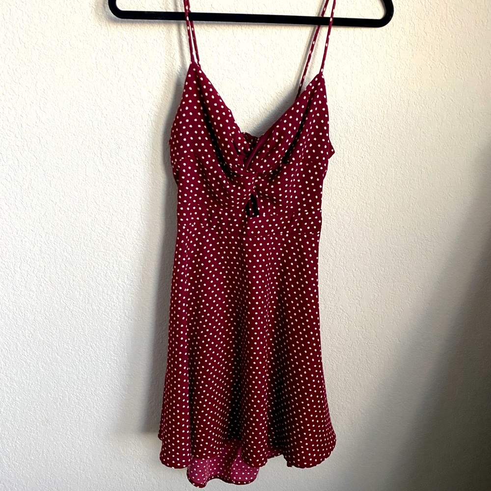Pixi + Ivy maroon polka dot summer dress Sz Lg
